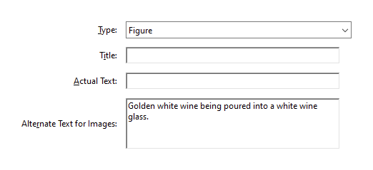 Screenshot of Adobe Acrobat's alternative text input